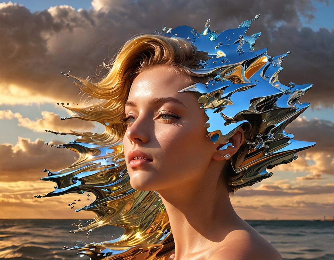 Iridescent Artpunk Cityscape of Joyful Reflections