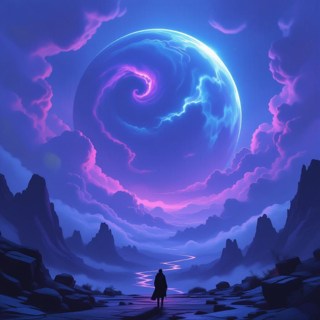 Mystical Planet in Haze, Digital Art Style