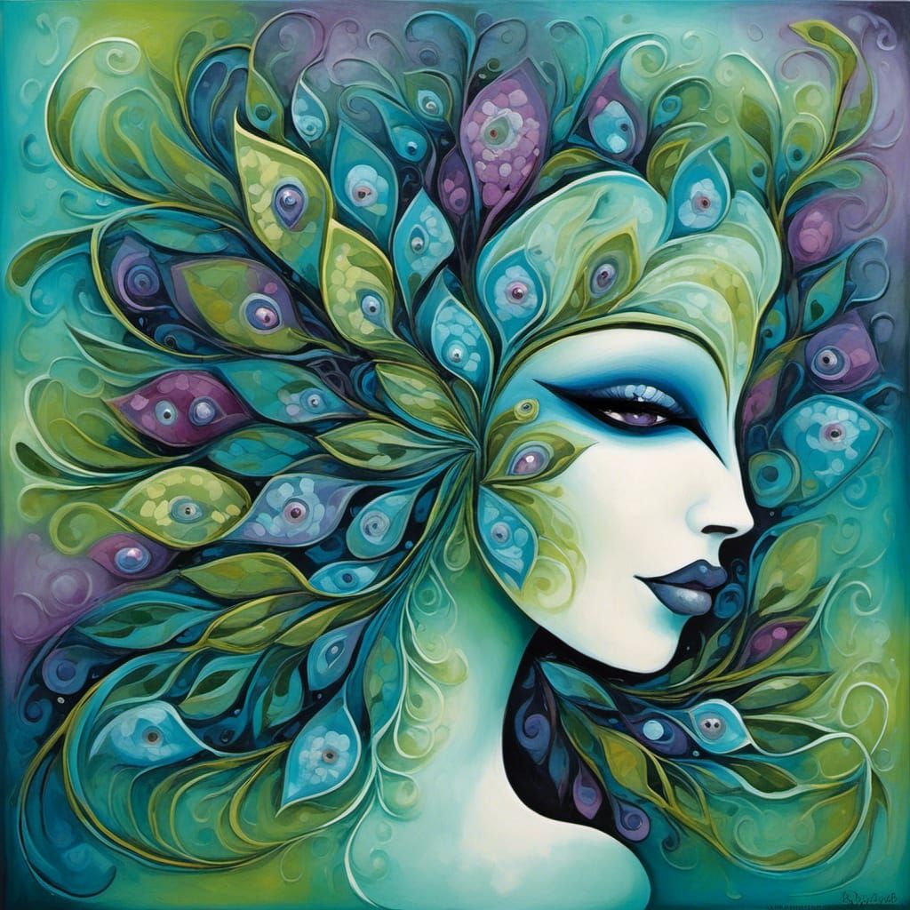 Surreal Abstract Face in Cubist Playing Card Style