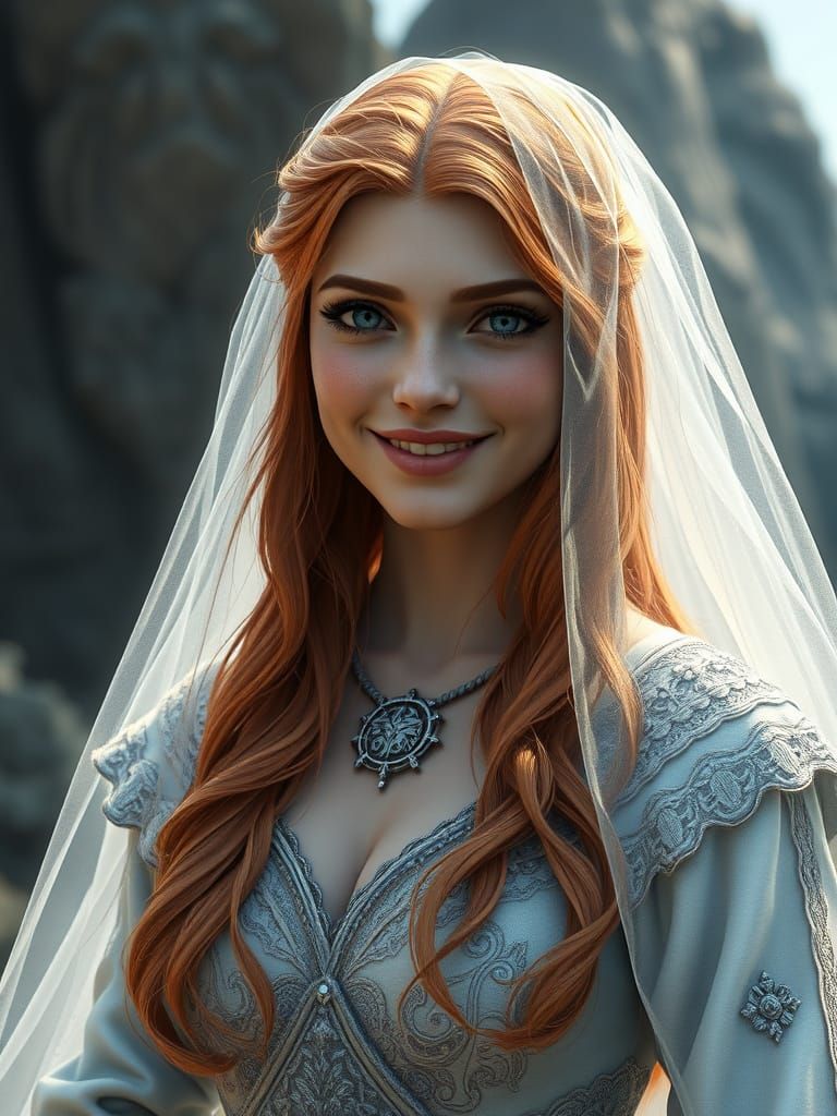 Viking Bride in Whimsical Fantasy Wedding Scene