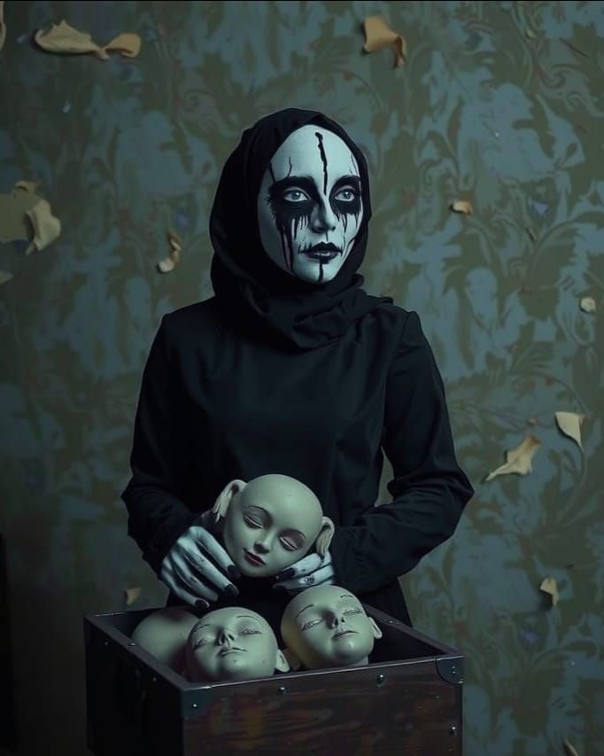 Mime Woman in Dark, Sinister Room