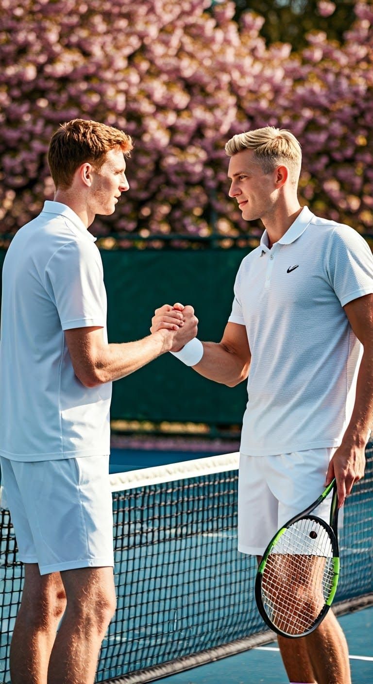 Athletic Tennis Players Bask in Whimsical Spring Scene