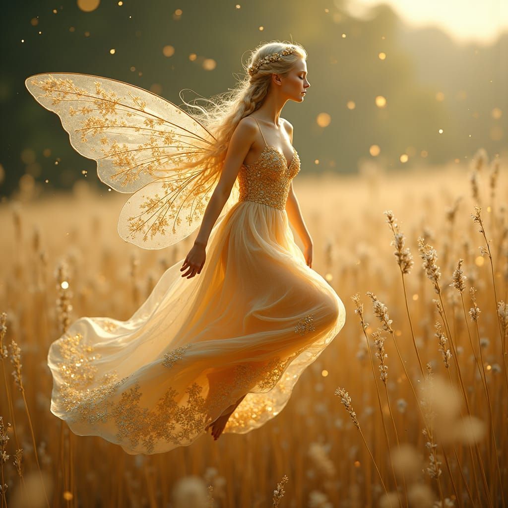 Ethereal Fairy with Ukrainian Embroidery and Crystal Wings