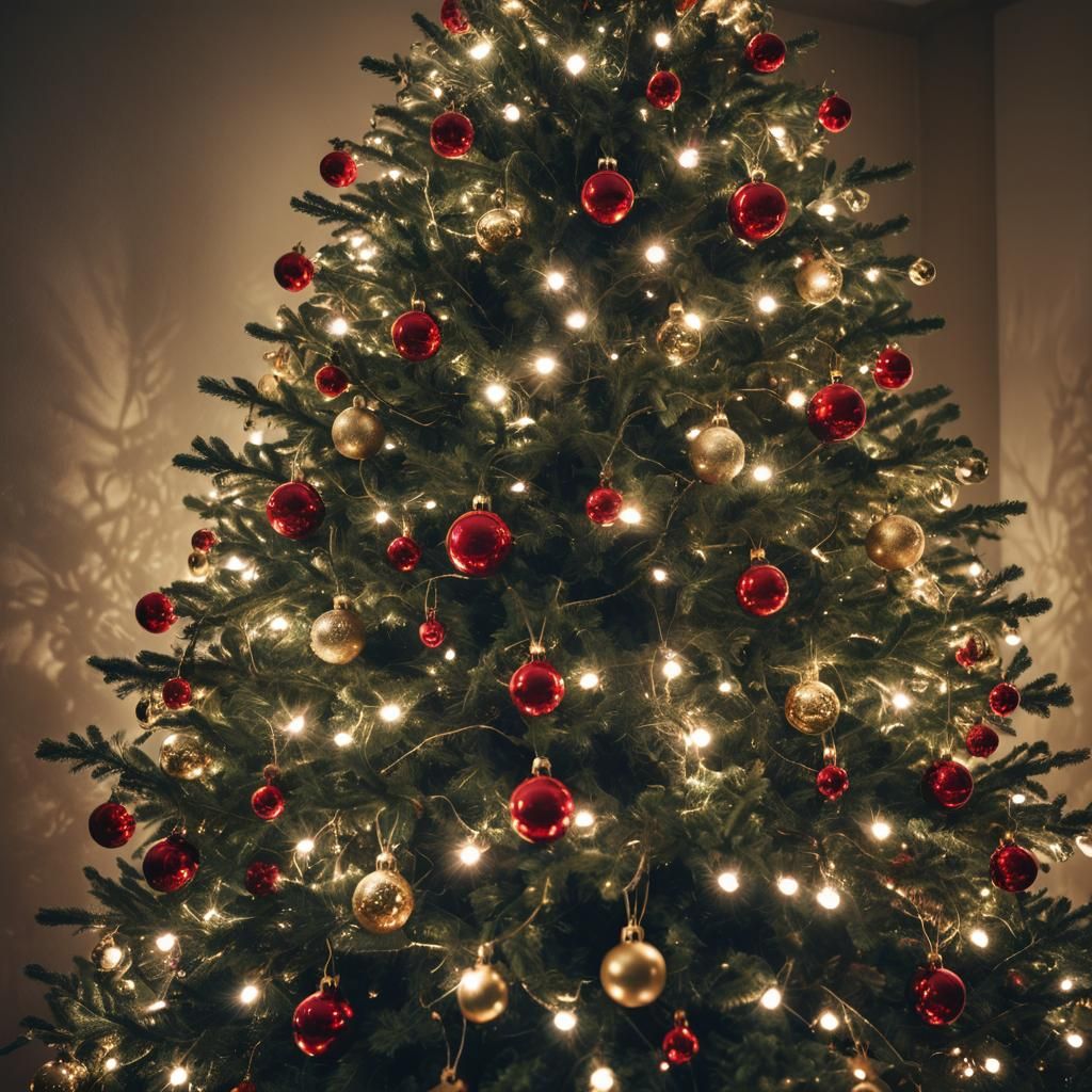 Cinematic Christmas Tree with Glowing Lights