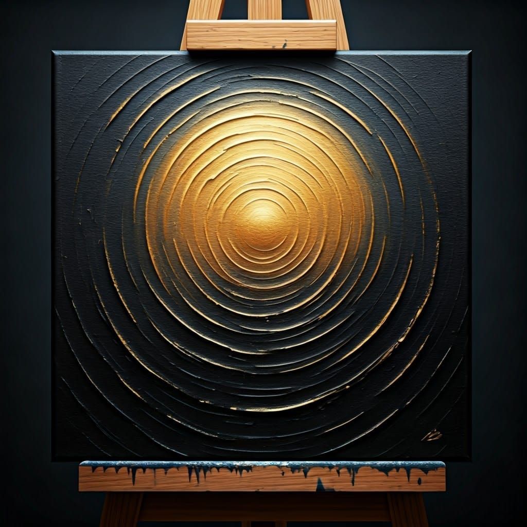 Recursive Painting: Heaven in Golden Sphere, Grunge Style