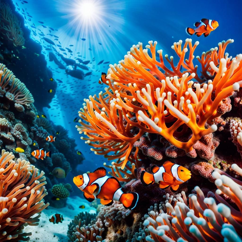 Clownfish in Colorful Coral Reef: Underwater Photography