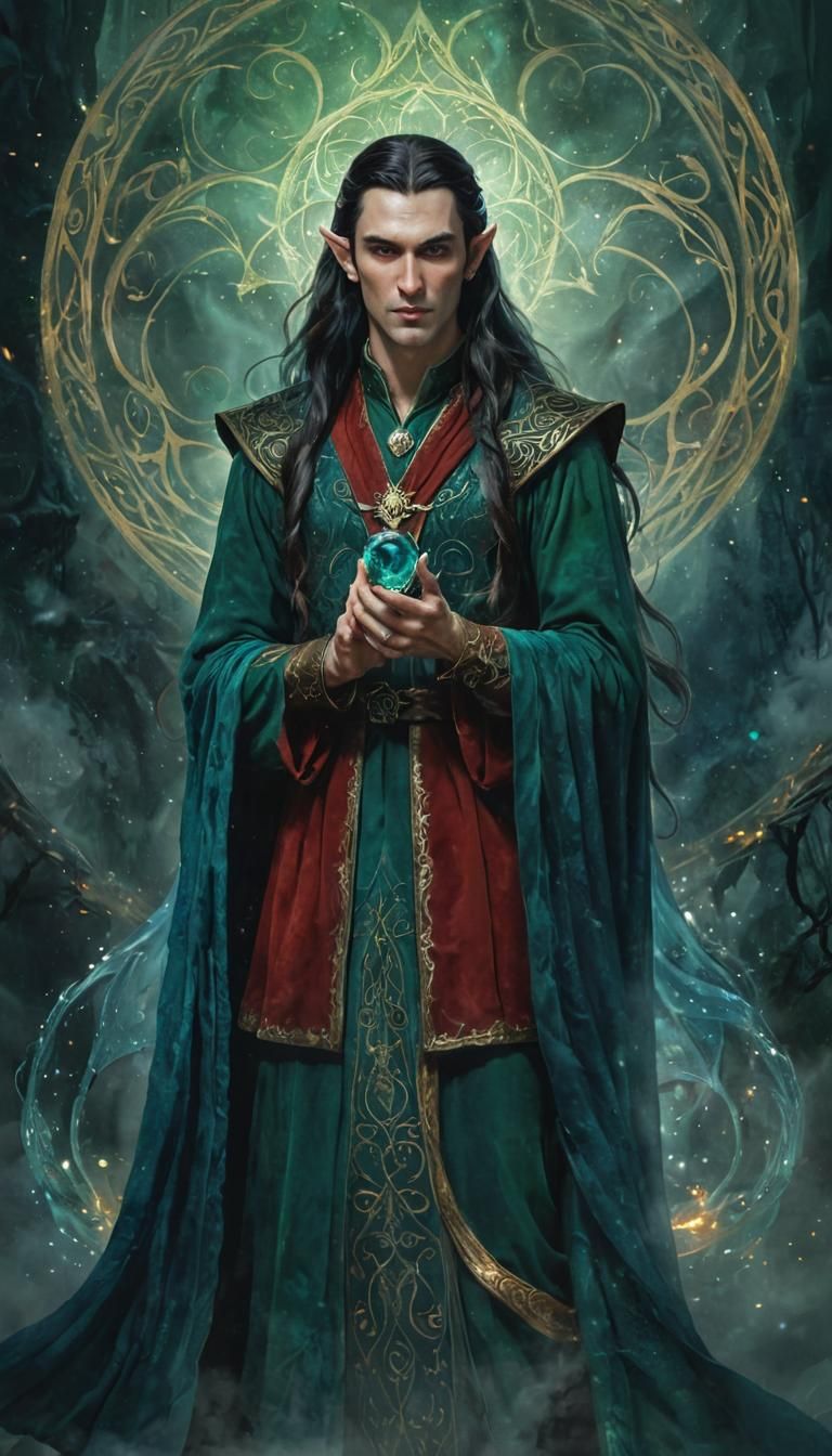 Elf Lord with Gemstone in Mystical Realm