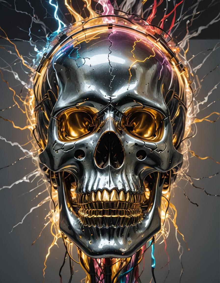 Metallic Skull with Electric Mind