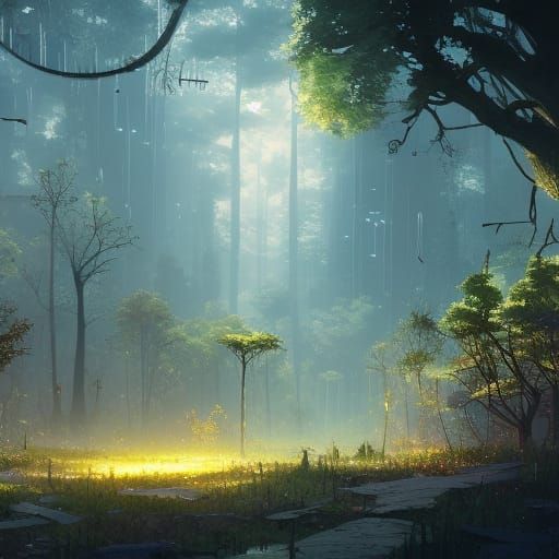 Eldritch Clockwork Ruins in Autumn Forest