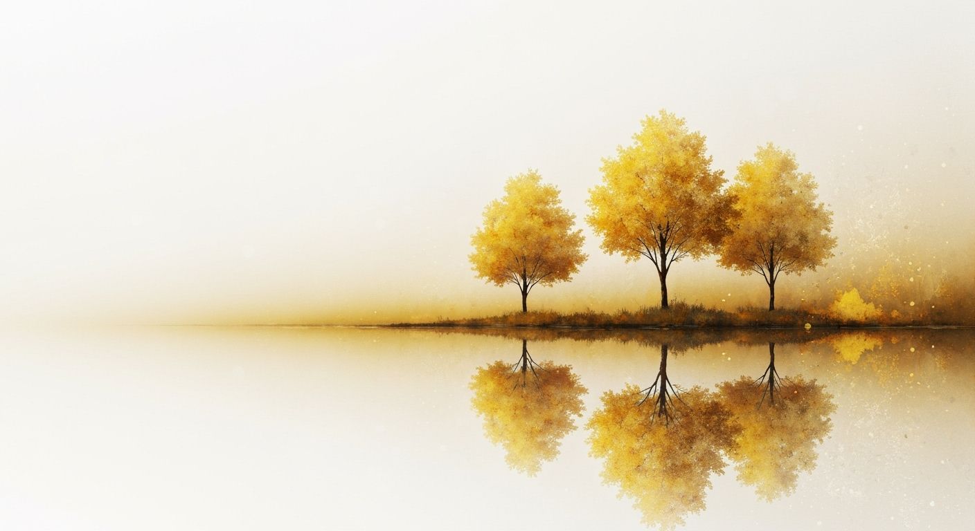 Abstract Expressionist Landscape with Golden Trees