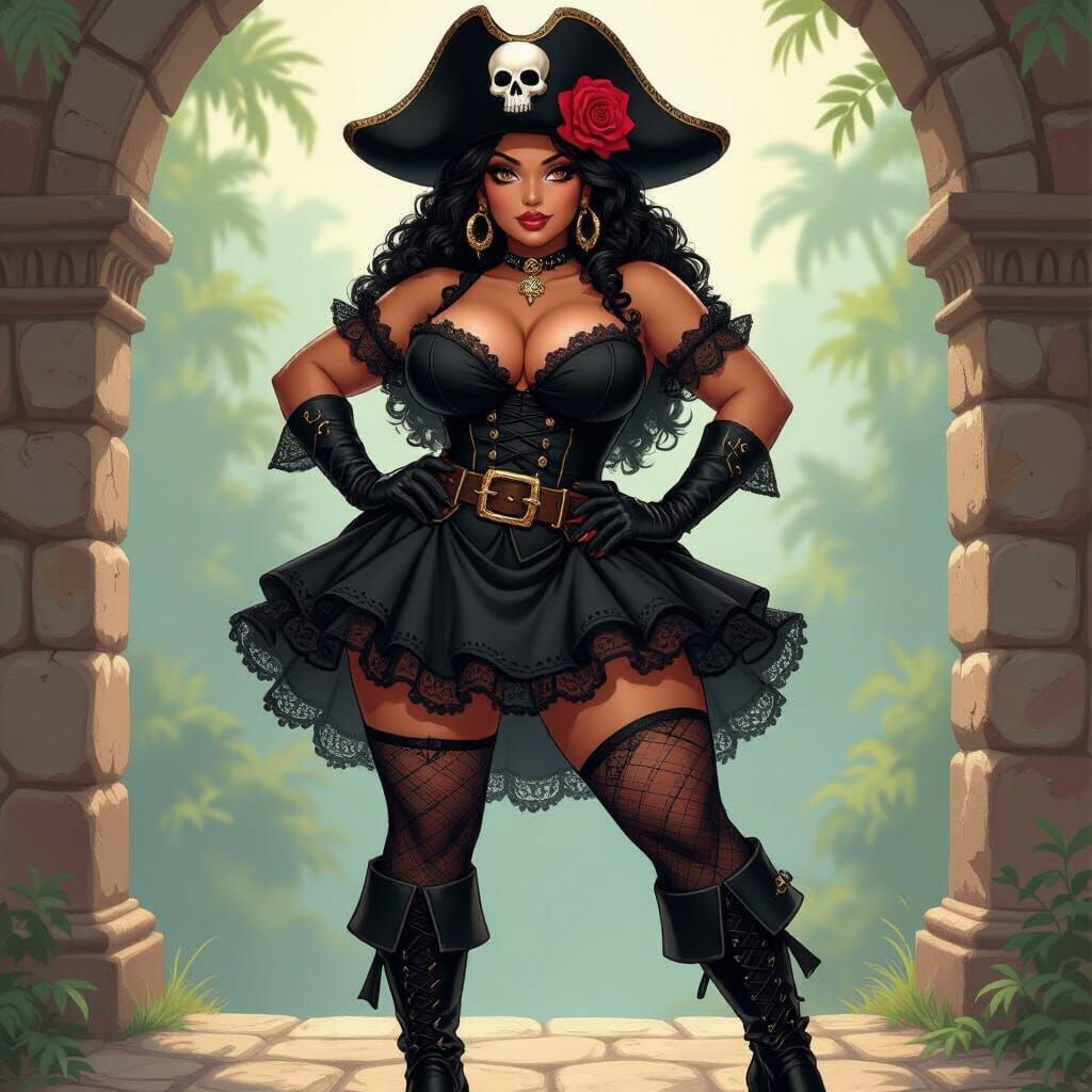 Dominican Pirate Captain in One Piece Anime Style