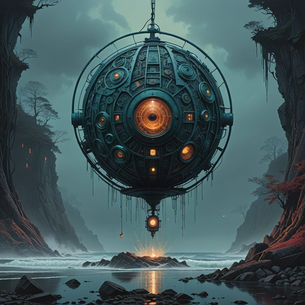 Biomechanical Vessel Radiates Emerald Glow in Haunting Seasc...