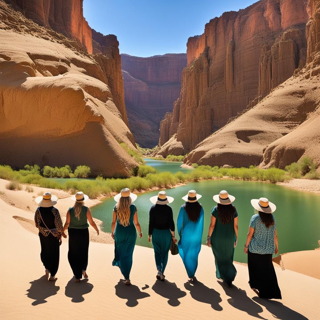 Desert Journey with Cliffs and River