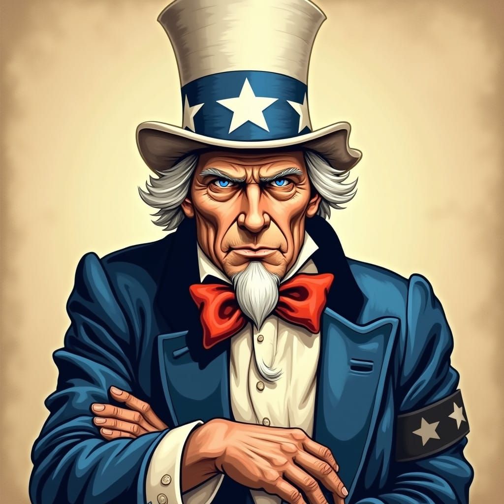 Timeless Uncle Sam Portrait in Vintage American Illustration...