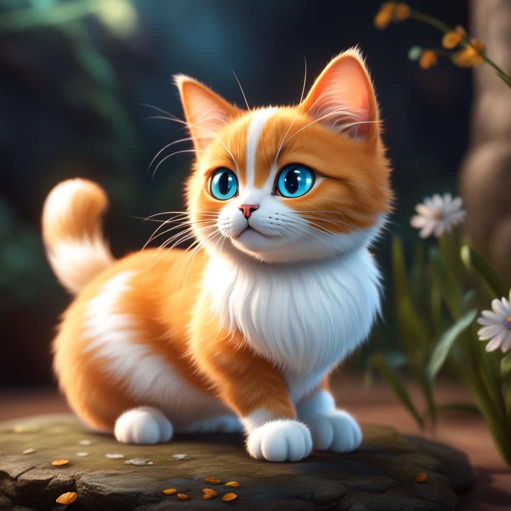 Creamy Orange Munchkin Cat with Blue Eyes