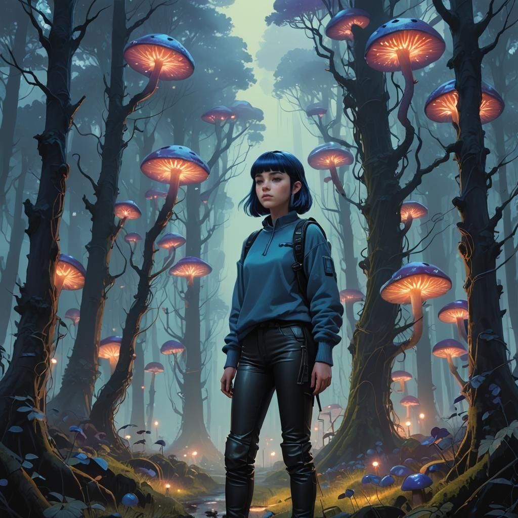 Girl with Blue Bangs: Fantasy Concept Art
