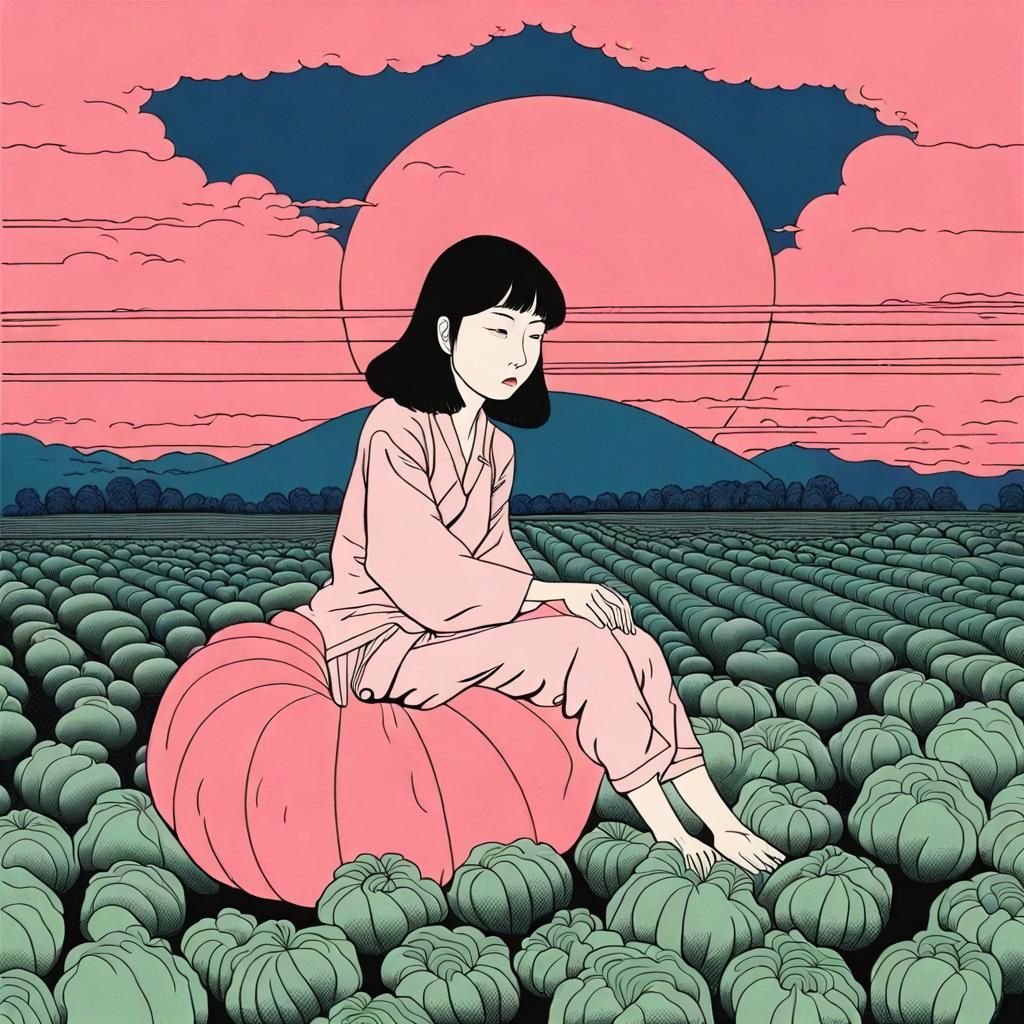 Woman on Squash in Toshio Saeki Style