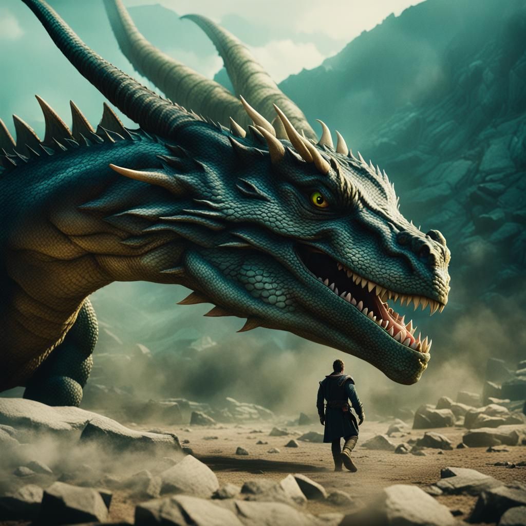 Dragon Attacks Village: Cinematic Film Still