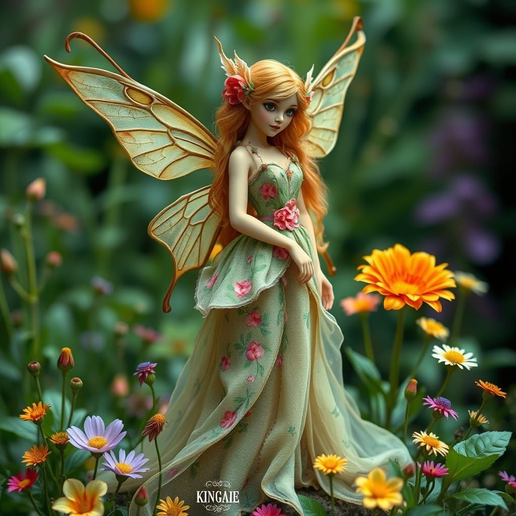 Whimsical Fairy Woman in Floral Paradise