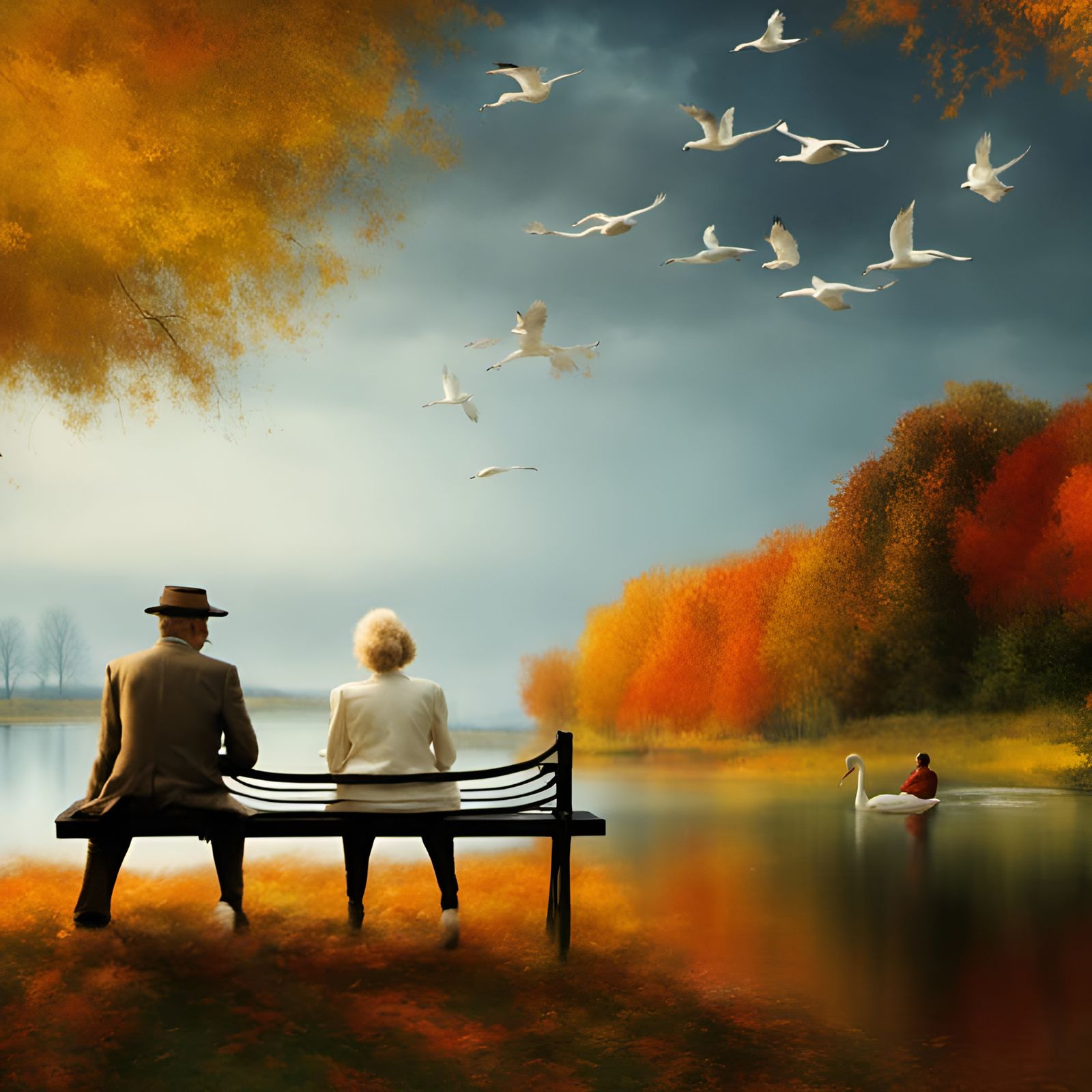 Dreamlike Lake Scene in Surrealist Style