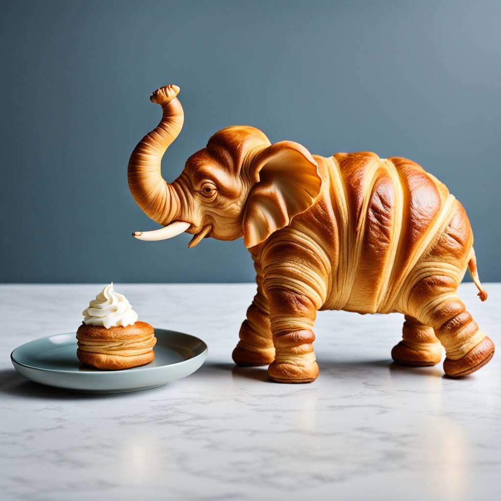 Croissant elephant walking
