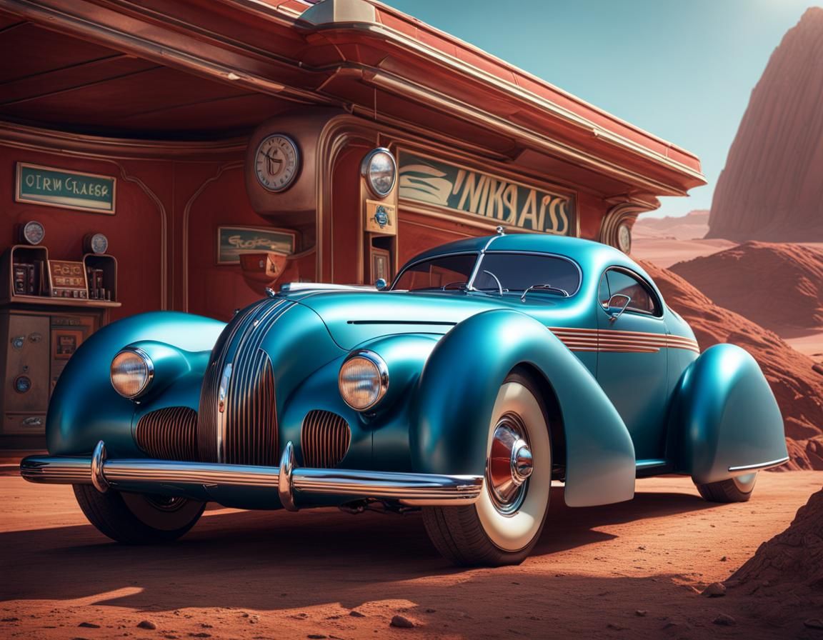 Art Deco Coupe at Martian Gas Station