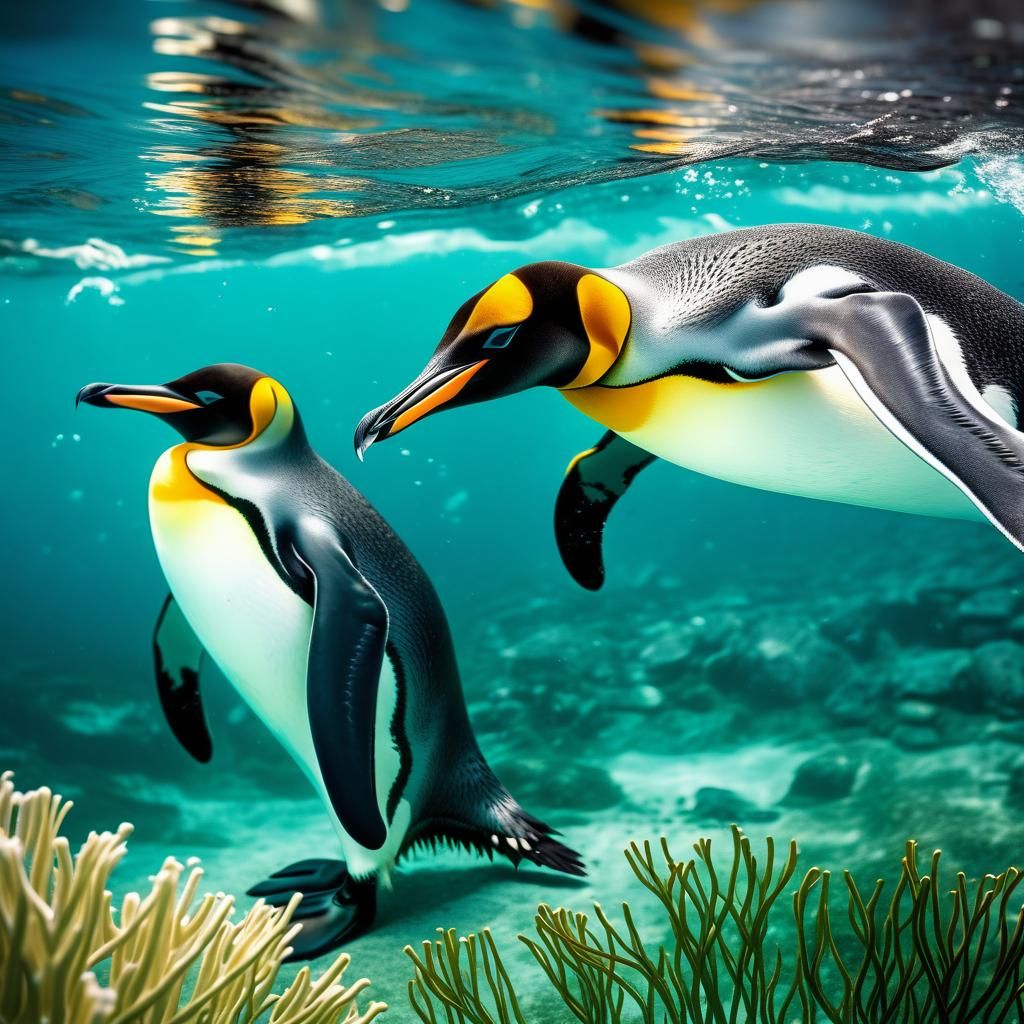 King Penguins Swimming Underwater: Wildlife Photography