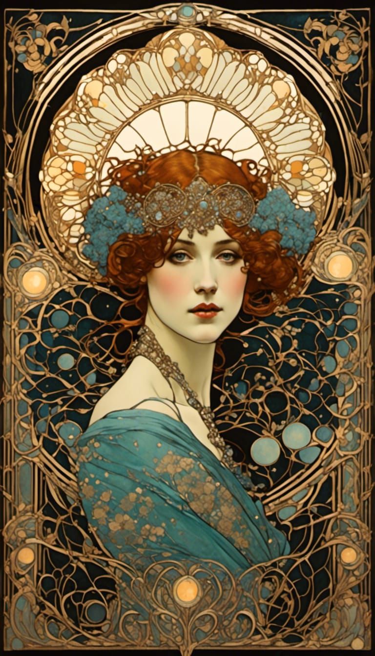 Art Nouveau Portrait with Dynamic Lighting