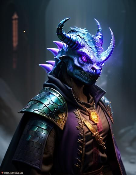 Dragonborn Wizard Casting a Spell