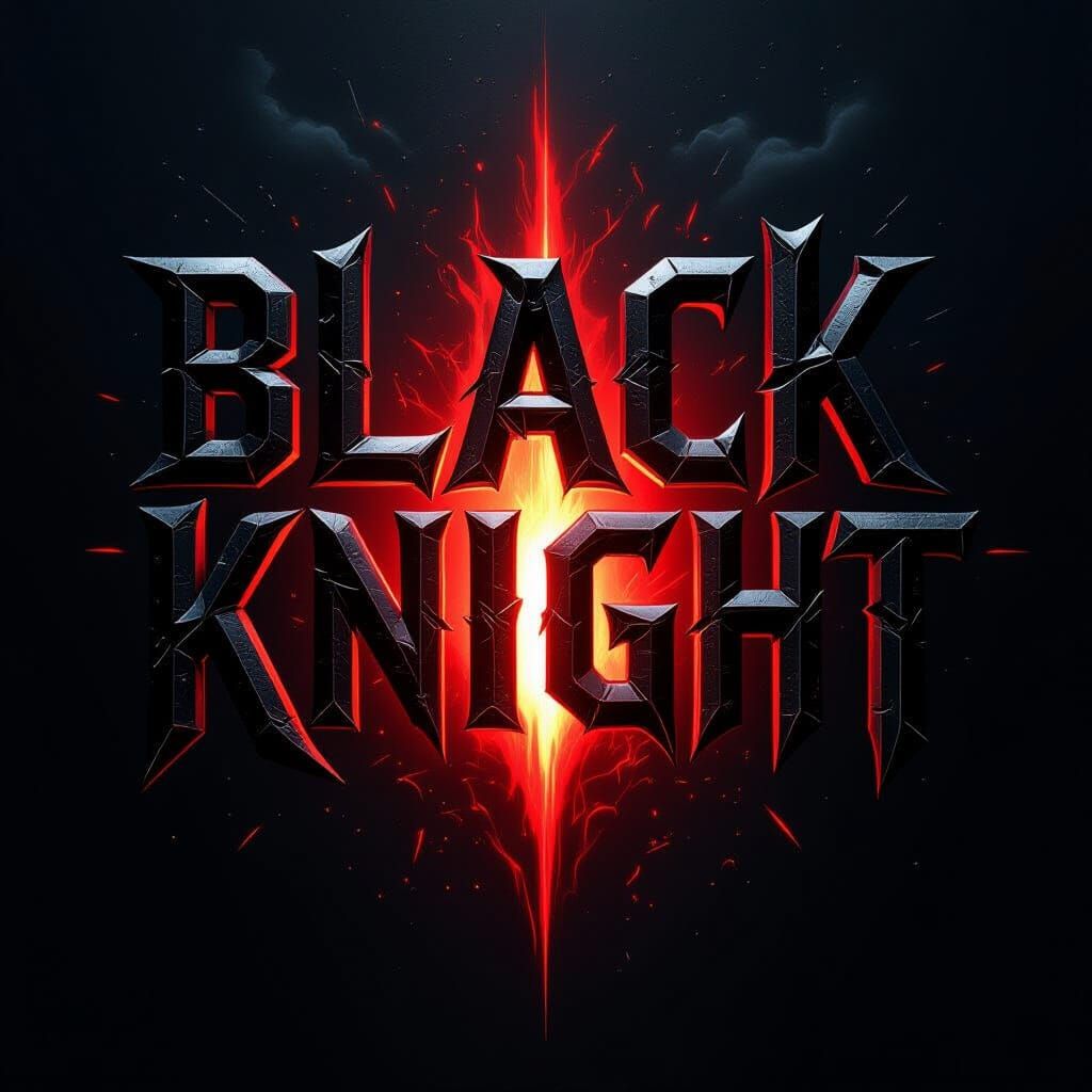 Futuristic Black Knight Logo with Red Energy