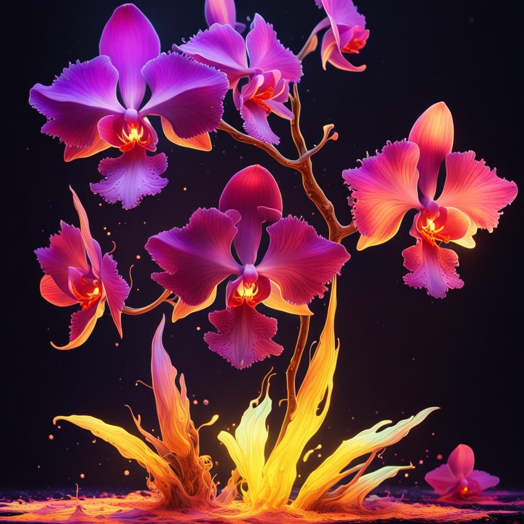 Glowing Orchids with Blacklight Effect