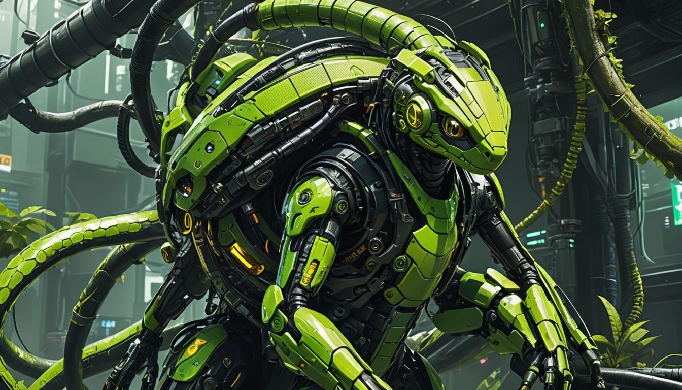 Cyberpunk Snake in Carbon Fiber Exoskeleton