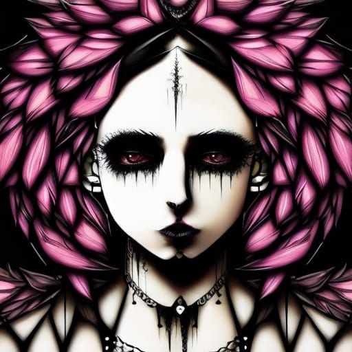 Cartoon Gothic Portrait of a Beautiful Woman
