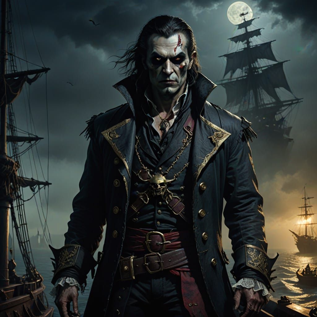Vampire Pirate in Dark Fantasy Style