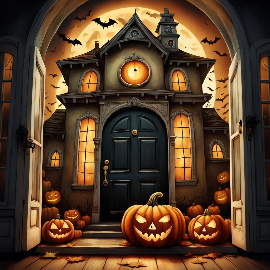 Halloween Pumpkin House in Ceccoli-Inspired Style