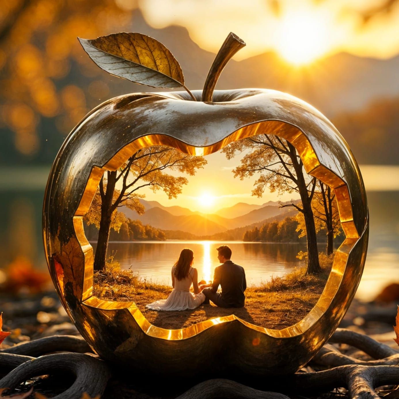 Metallic Apple Reveals Adam and Eve Scene