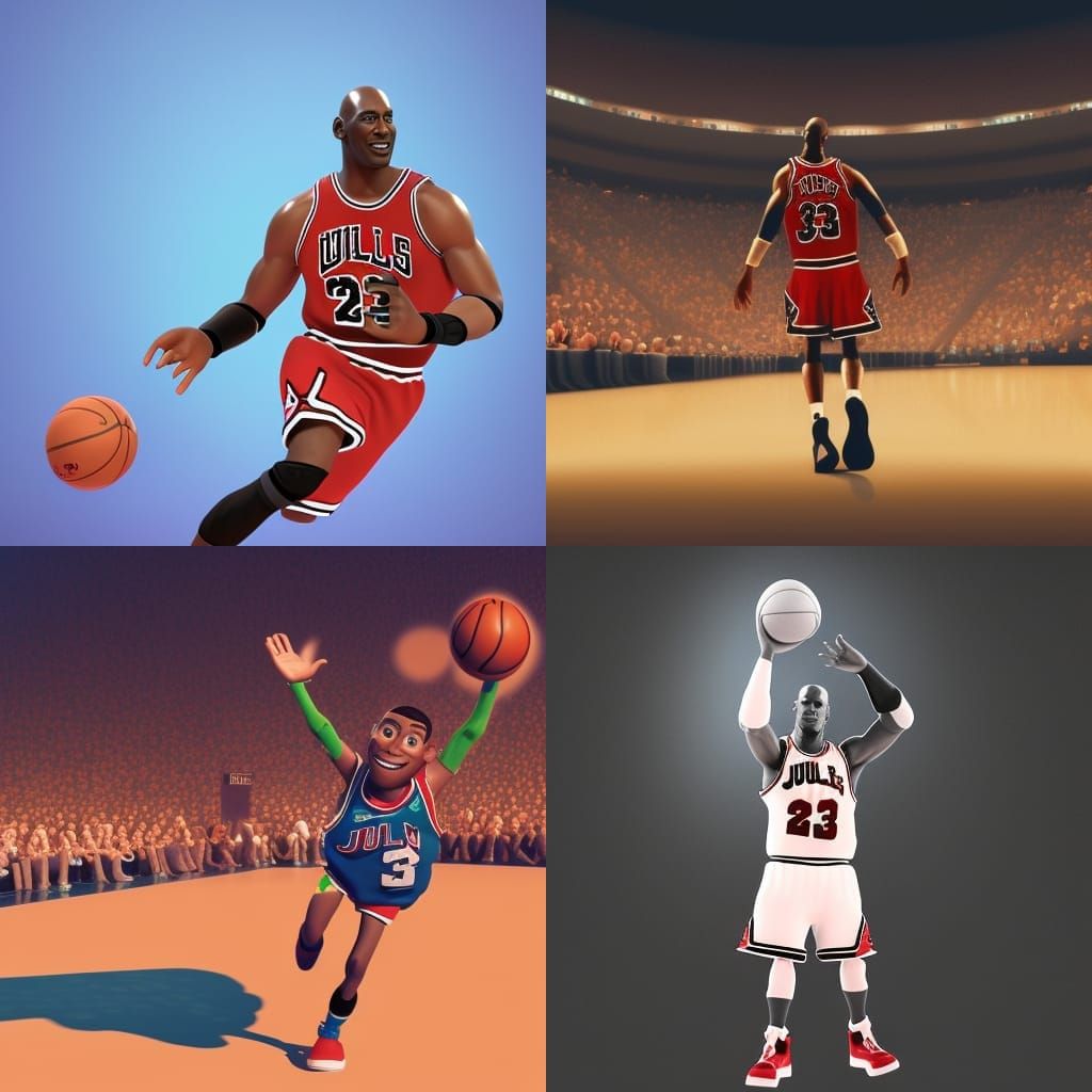 Michael Jordan: 3D Digital Art in Pixar Style