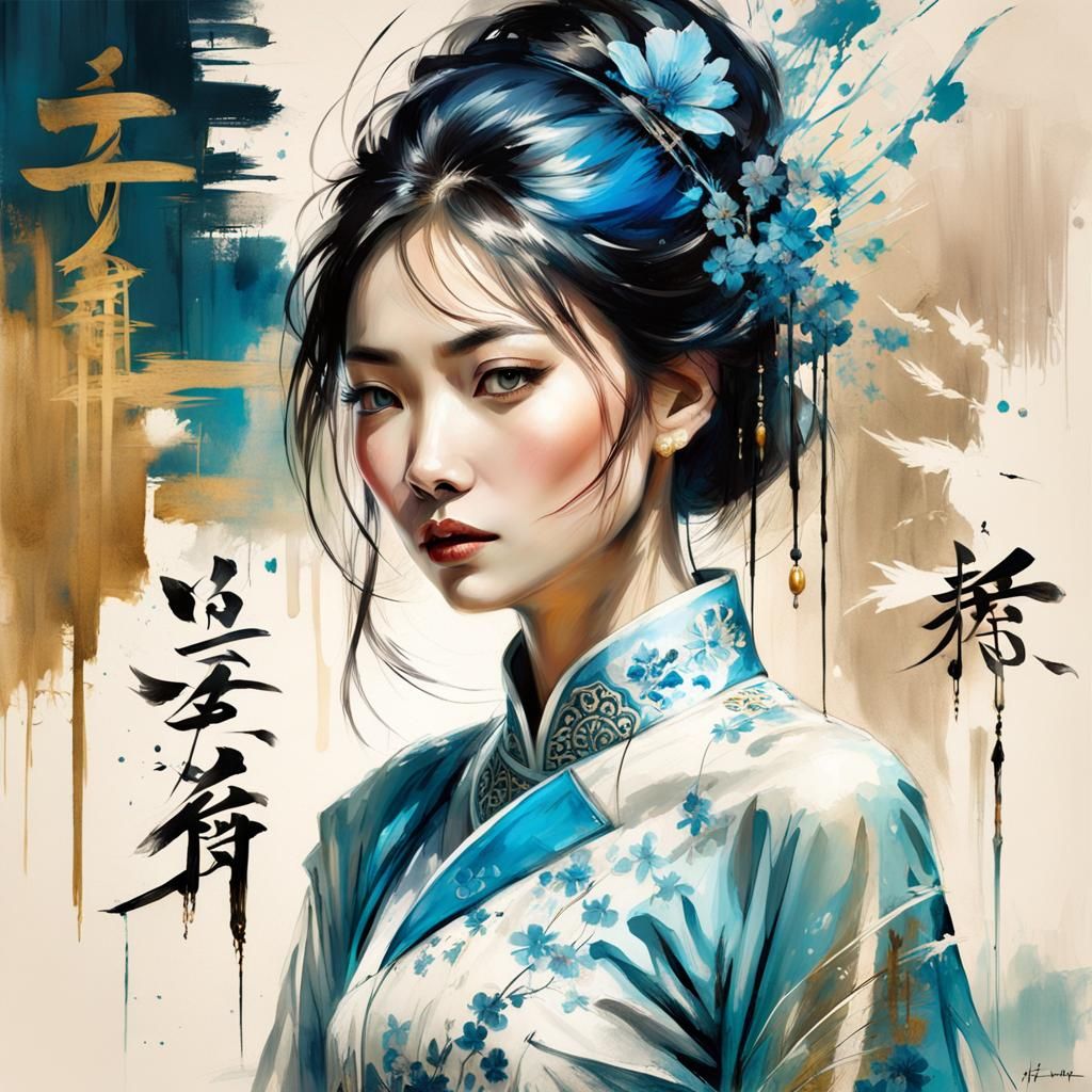 Chinese Calligraphy Portrait