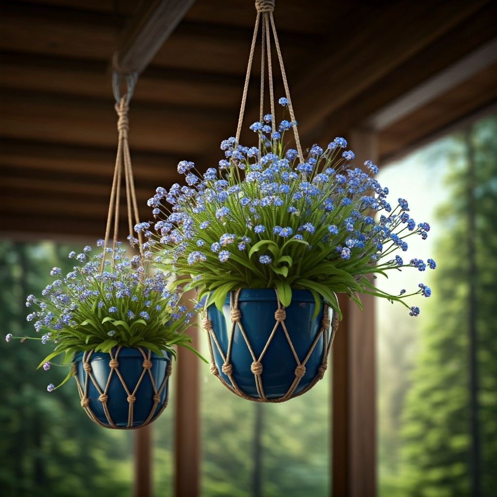 Magical Forget-Me-Nots Bloom in Hockey Helmet Flowerpots