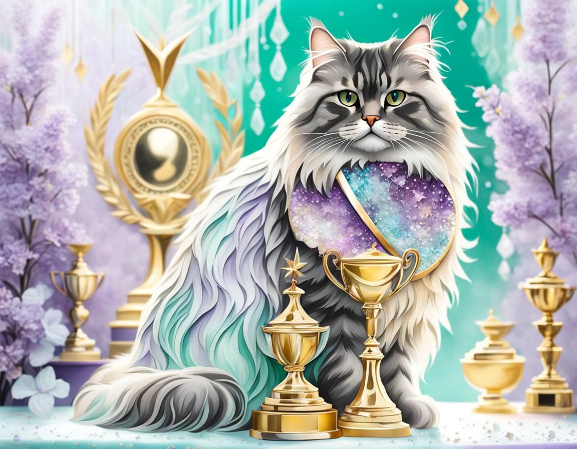 Award winning Siberian cat at a cat show🏆