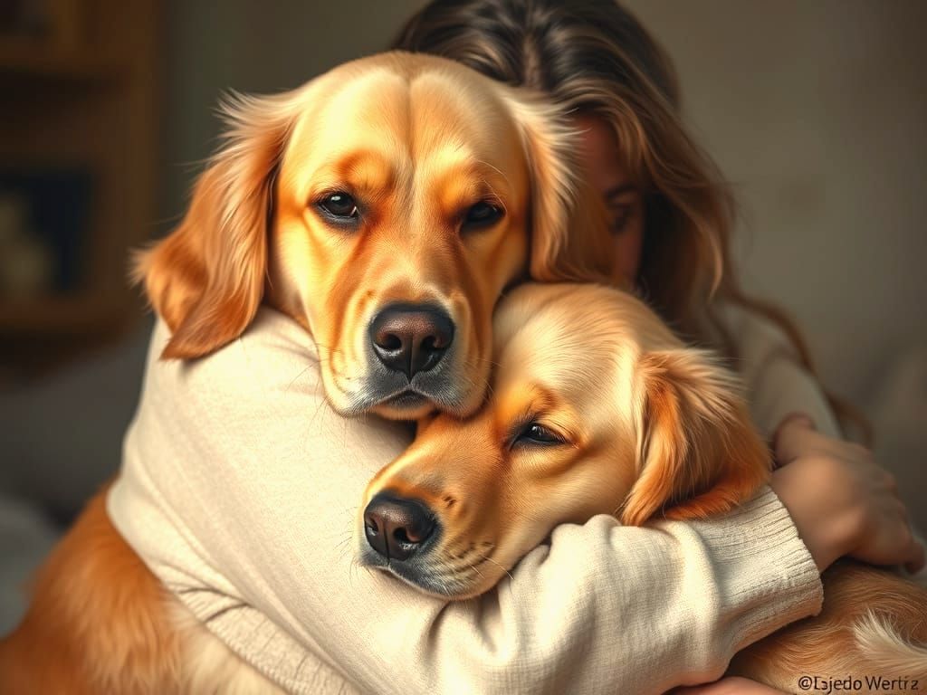 Golden Retriever Comforts Sad Woman
