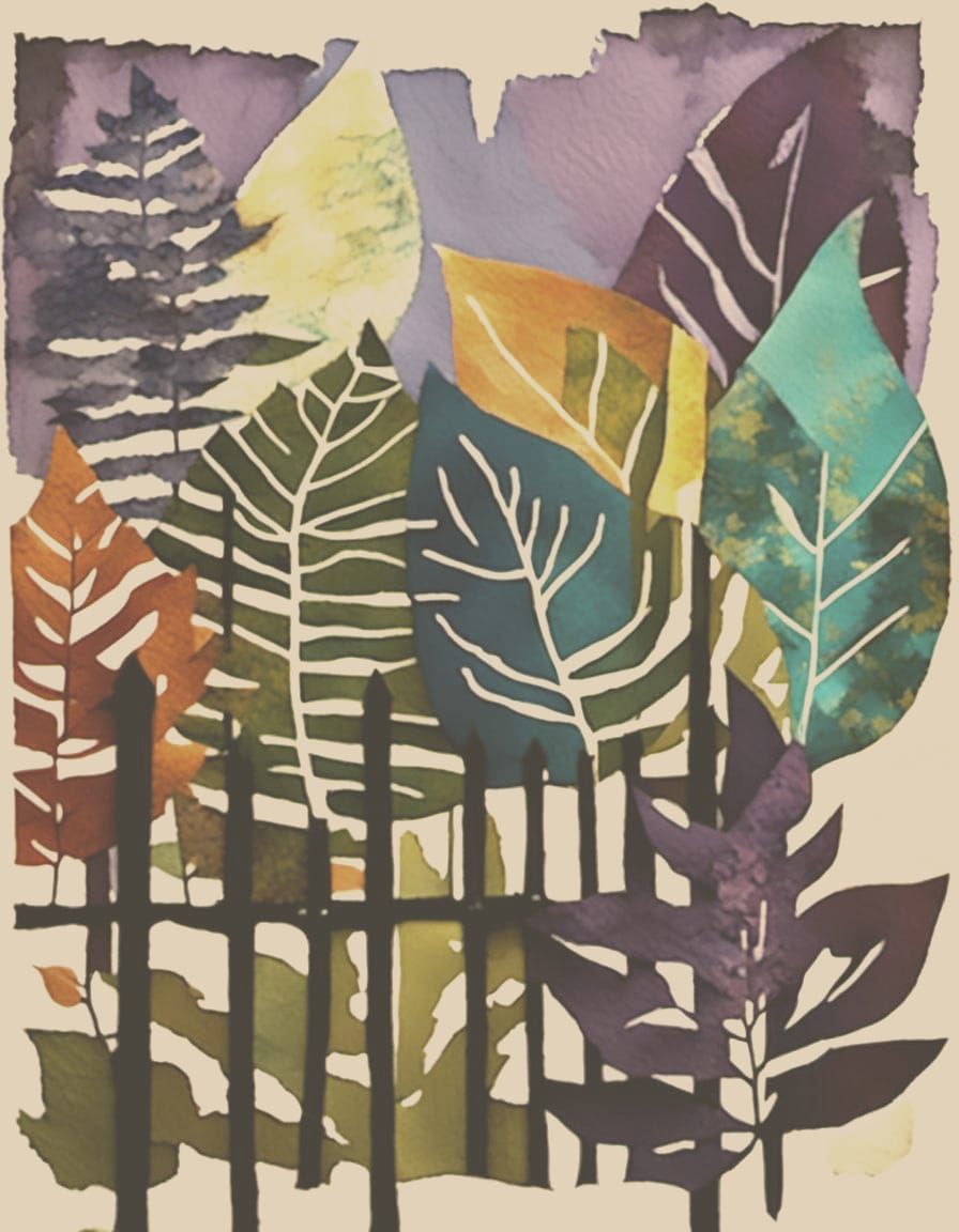 Botanical Monoprint Collage with Autumnal Colors