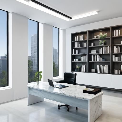 Minimalist CEO Office with Marble Accents