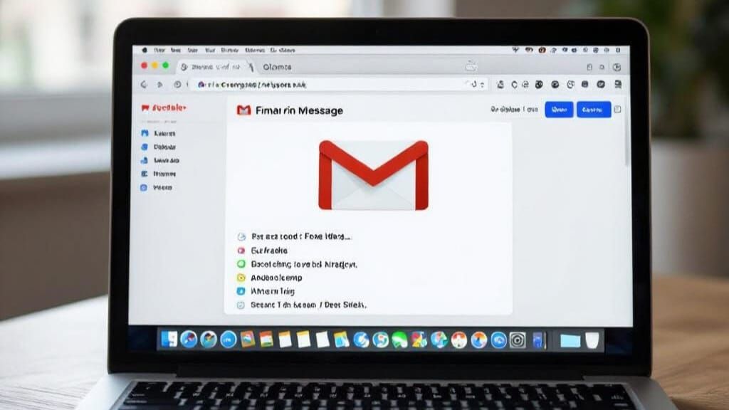 Realistic Laptop Displaying Gmail Inbox with Unread Message