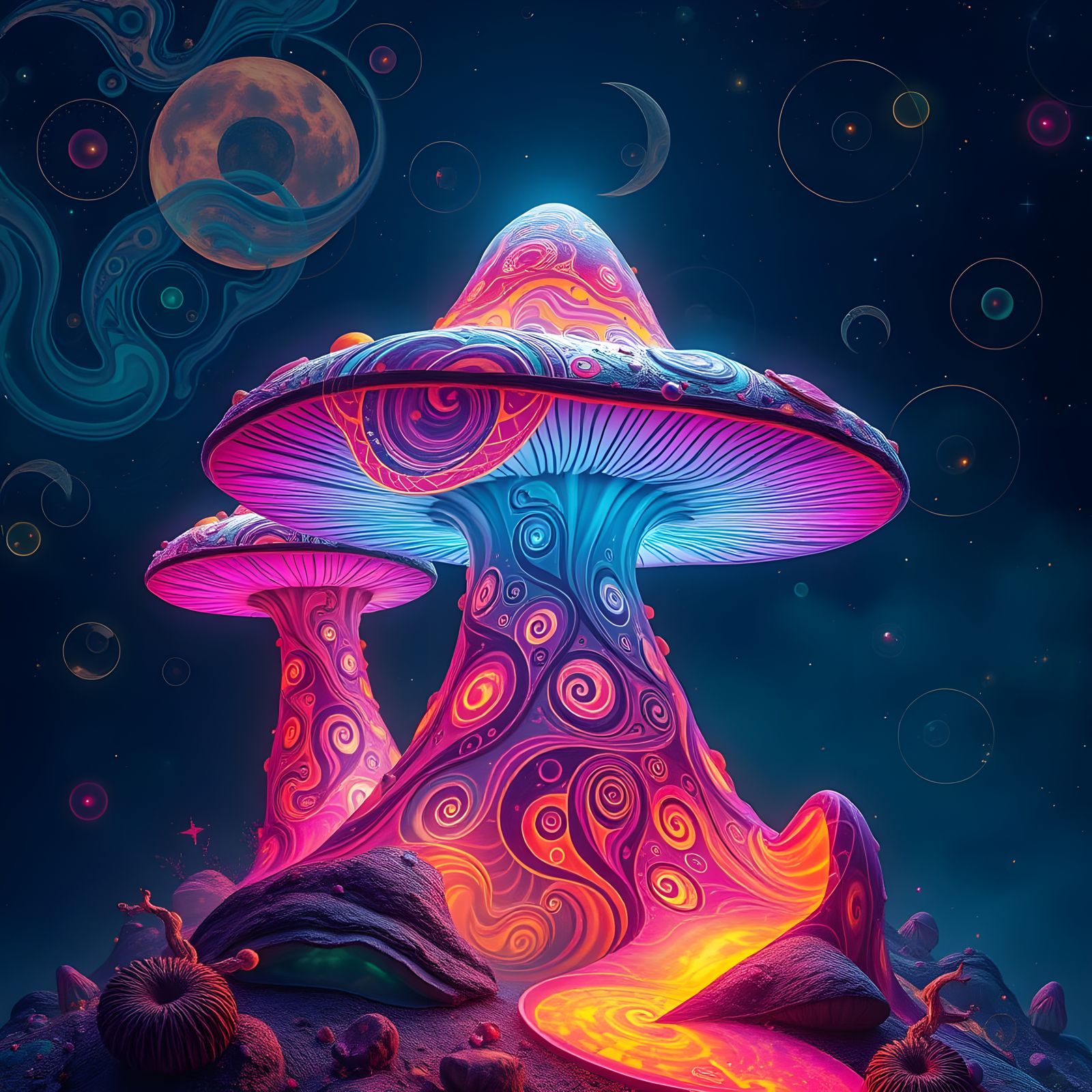 Psychedelic Mountain Realm in Vibrant Hues