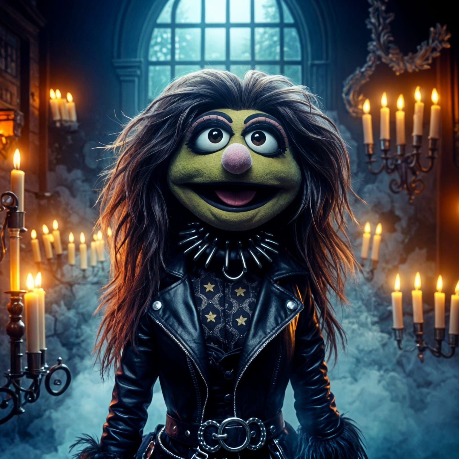 Gothic Muppet Puppet in Shadowy Hues