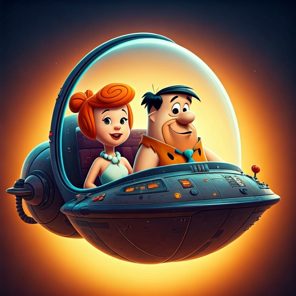 Retro-Futuristic Spacecraft in Vibrant 3D