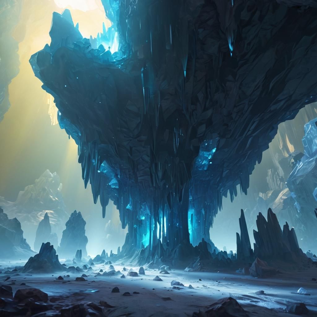 Epic Crystal Cave Landscape in Photorealistic Detail