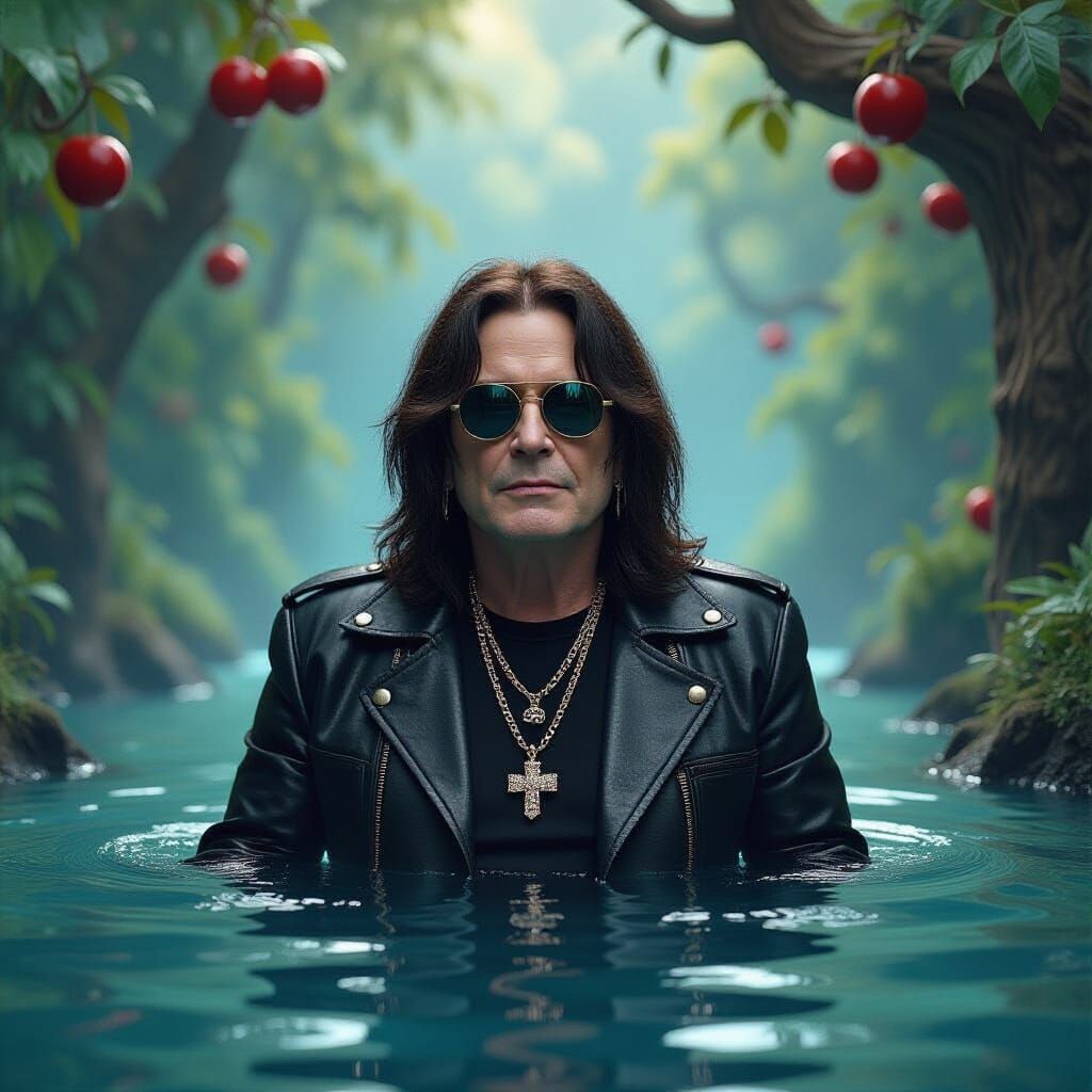 Ozzy Osbourne in a Psychedelic Valley, Surrealist Style
