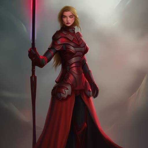 Sith Warrior in Red Armor: Hyperdetailed Portrait